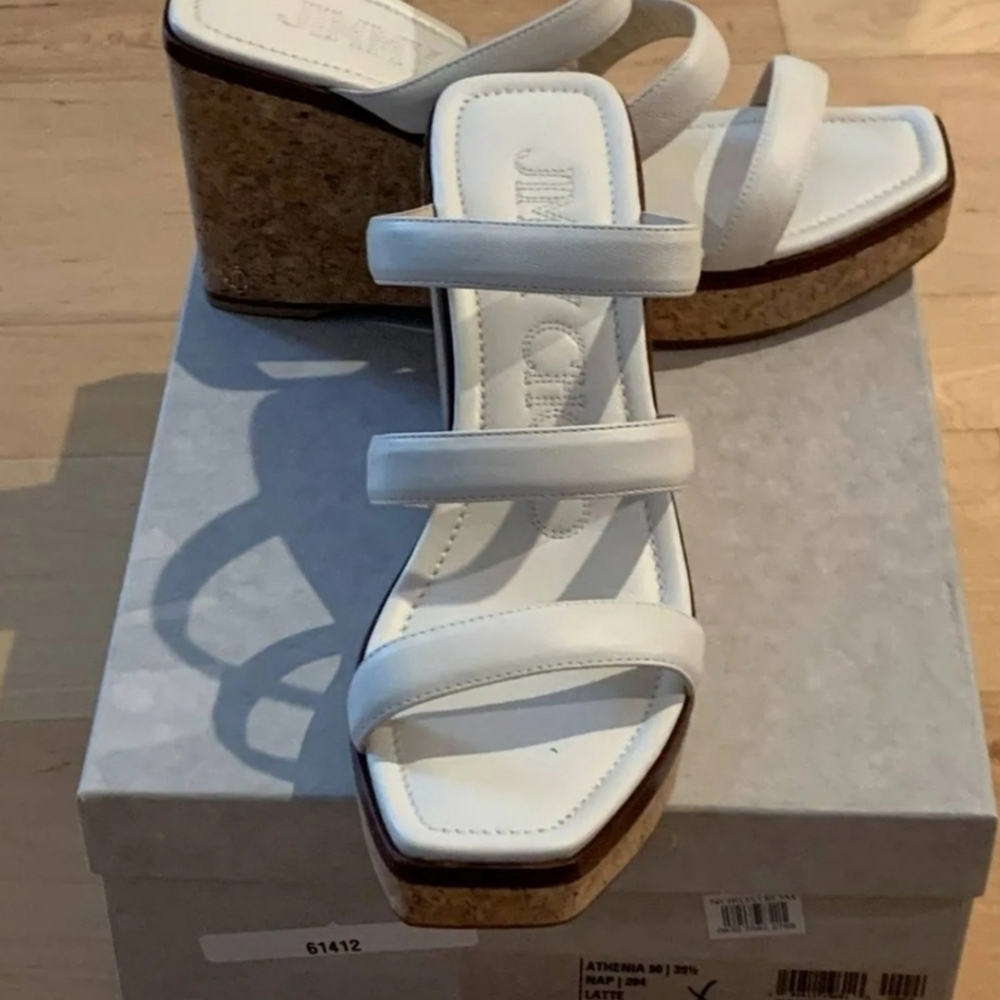 USED Like New Jimmy Choo Women's White Strappy Sandals - Picture 8 of 9